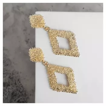 Серьги металл "Карибы" ромб, цвет золото