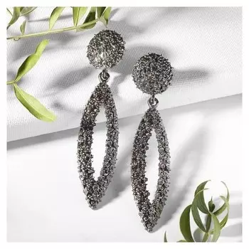 Серьги металл "Карибы" узкая капля, цвет серый