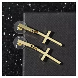 Серьги металл "Крестики" маленькие, цвет золото