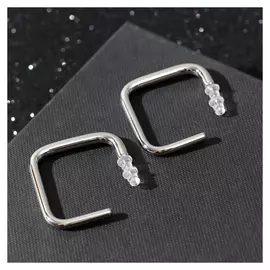 Серьги металл "Квадрат" пустой, цвет серебро