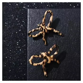 Серьги металл "Лауд" бантики, цвет леопардовый