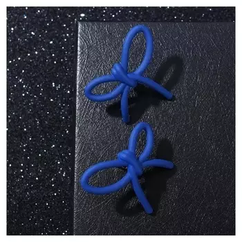 Серьги металл "Лауд" бантики, цвет синий