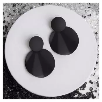 Серьги металл "Леди" волны, цвет чёрный