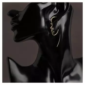 Серьги металл "Лица" профиль, цвет золото