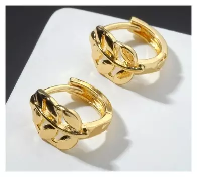 Серьги металл "Листок" контур, цвет золото