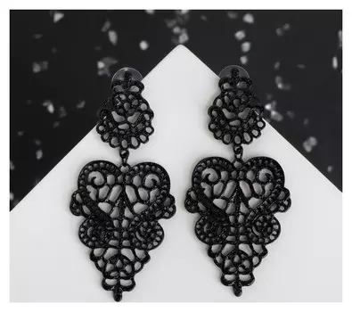Серьги металл "Люстры" монелия, цвет чёрный