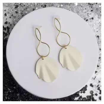 Серьги металл "Море", цвет белый в золоте