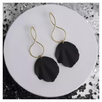 Серьги металл "Море", цвет чёрный в золоте