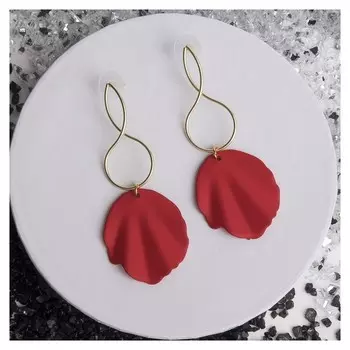 Серьги металл "Море", цвет красный в золоте