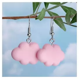 Серьги металл "Облачко" воздушное, цвет розовый