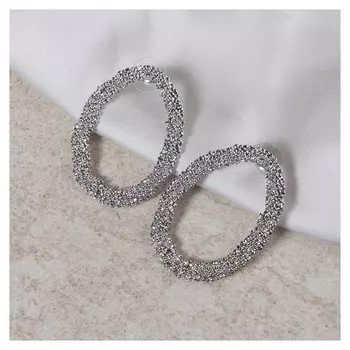 Серьги металл "Орбита", цвет серебро