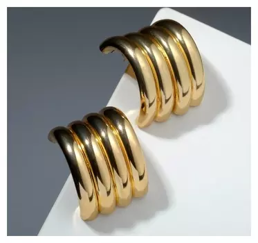 Серьги металл "Проволока" 4 ряда, цвет золото