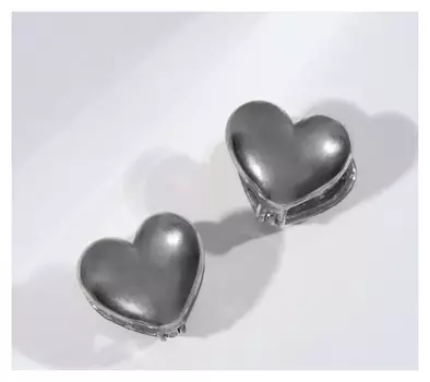 Серьги металл "Сердечко" чувства, цвет серебро