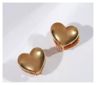 Серьги металл "Сердечко" чувства, цвет золото