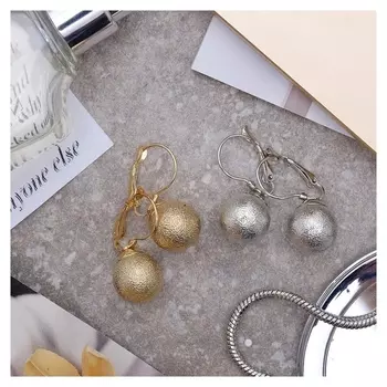 Серьги металл "Шар" искристая классика