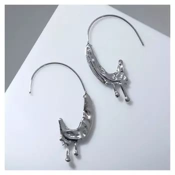 Серьги металл "Тренд" таяние, цвет серебро