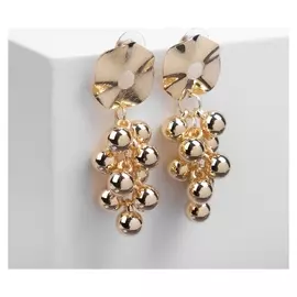 Серьги металл "Виноград" колесо, цвет золото