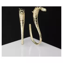 Серьги металл "Змея" кобра, цвет золото