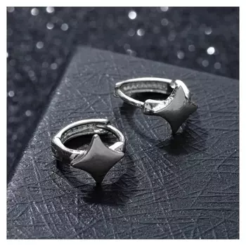 Серьги металл "Звезда" сияние, цвет серебро