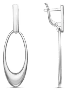 Серьги Минимал овальная форма посеребрение
