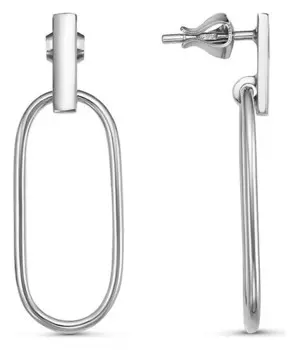 Серьги "Минимал" овал, посеребрение