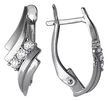 Серьги "Молния" дуо, посеребрение с оксидированием