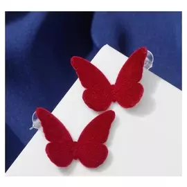 Серьги "Мягкость" бабочки, цвет бордовый