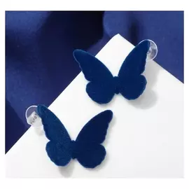 Серьги "Мягкость" бабочки, цвет синий