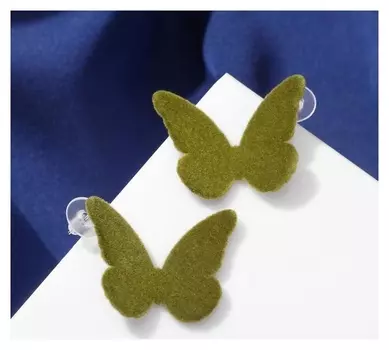 Серьги "Мягкость" бабочки, цвет зелёный