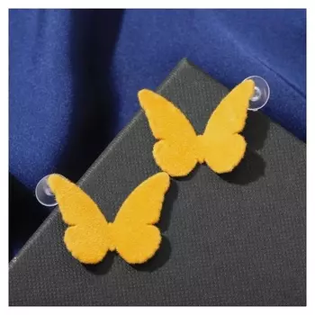 Серьги "Мягкость" бабочки, цвет жёлтый
