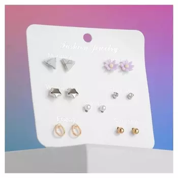 Серьги набор 7 пар "Неделька" лето, цветные