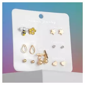 Серьги набор 7 пар "Неделька" пчёлки, цветные