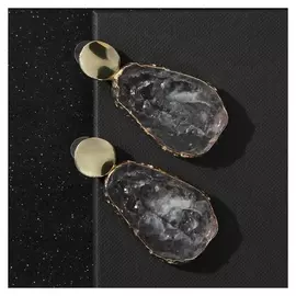 Серьги "Натурэль" камень, цвет серый в золоте