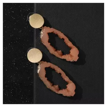 Серьги "Натурэль" овал, цвет бежевый в золоте