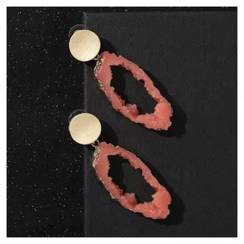 Серьги "Натурэль" овал, цвет ярко-розовый в золоте