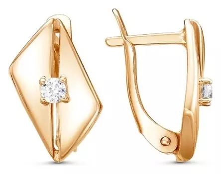 Серьги "Отражение", розовое золочение, цвет белый