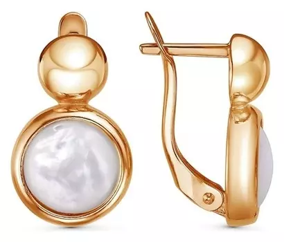 Серьги "Перламутр", розовое золочение, цвет белый