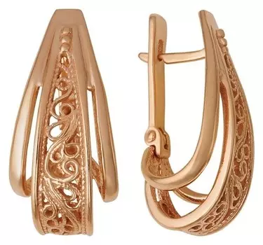 Серьги "Петли" с орнаментом, позолота