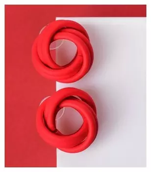 Серьги пластик "Атмосфера" витые, цвет красный