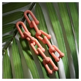 Серьги пластик "Цепь" дуги, цвет коралловый