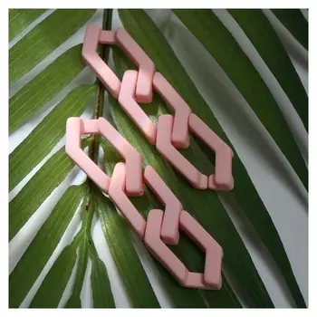 Серьги пластик "Цепи" фьюче, цвет светло-розовый