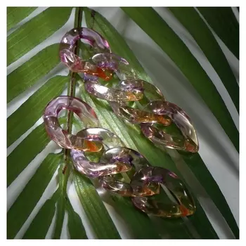 Серьги пластик "Цепи" полупрозрачные, цвет розово-жёлтый