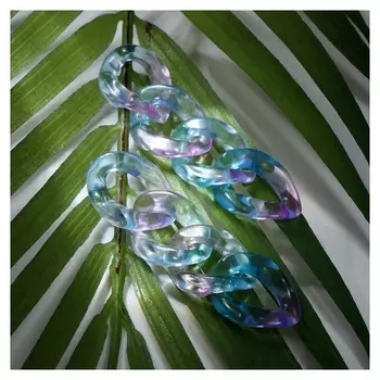 Серьги пластик "Цепи" полупрозрачные, цвет сине-фиолетовый