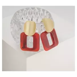 Серьги пластик "Комильфо", цвет красный в золоте