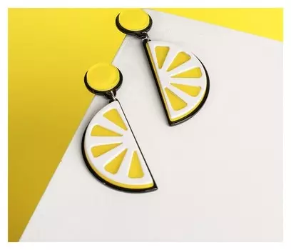Серьги пластик "Вивьен" лимоны, цвет жёлто-белый