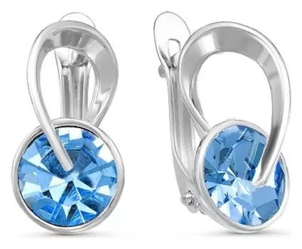 Серьги посеребрение "Марс", цвет голубой