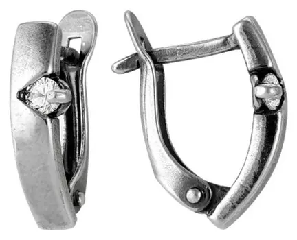 Серьги посеребрение с оксидированием "Классика" со вставкой