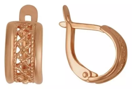 Серьги позолота "Классика" полукруг, крестик