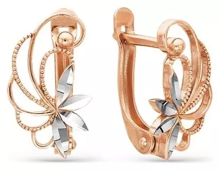 Серьги позолота "Пёрышко"