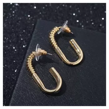 Серьги "Резьба" овал, цвет золото